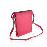 Fushia PU Leather Crossbody Bag with Zip Top Closure and Adjustable Strap