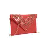 Studded Hollow Clutch Bag with Chain Shoulder Strap for Fashion-Forward Individuals - Available in Black, Pink, and White