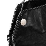 Stylish PU Handbag with Twin Handles, Chain Strap and External Zip Pockets - Available in Black, Silver, and Yellow