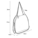 Stylish PU Handbag with Twin Handles, Chain Strap and External Zip Pockets - Available in Black, Silver, and Yellow