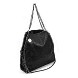 Stylish PU Handbag with Twin Handles, Chain Strap and External Zip Pockets - Available in Black, Silver, and Yellow
