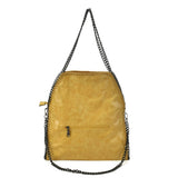Stylish PU Handbag with Twin Handles, Chain Strap and External Zip Pockets - Available in Black, Silver, and Yellow