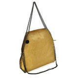 Stylish PU Handbag with Twin Handles, Chain Strap and External Zip Pockets - Available in Black, Silver, and Yellow