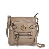 Stylish PU Zip Cross Body Bag with Adjustable Straps and Interior Pocket in Tan, Red Rubber, Purplish Red, and Apricot