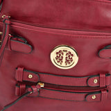 Stylish PU Zip Cross Body Bag with Adjustable Straps and Interior Pocket in Tan, Red Rubber, Purplish Red, and Apricot