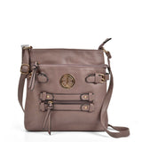 Stylish PU Zip Cross Body Bag with Adjustable Straps and Interior Pocket in Tan, Red Rubber, Purplish Red, and Apricot