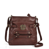 Stylish PU Zip Cross Body Bag with Adjustable Straps and Interior Pocket in Tan, Red Rubber, Purplish Red, and Apricot