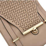 Hollowed-out Khaki Cross Body Bag with Adjustable Strap for Daily Use