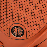 Cut About Flap Cross Body Bag in Vibrant Orange and Red Colors with Fully Lined Interior and Convenient Body Strap for Women