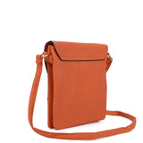 Cut About Flap Cross Body Bag in Vibrant Orange and Red Colors with Fully Lined Interior and Convenient Body Strap for Women