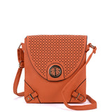 Cut About Flap Cross Body Bag in Vibrant Orange and Red Colors with Fully Lined Interior and Convenient Body Strap for Women