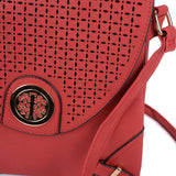 Cut About Flap Cross Body Bag in Vibrant Orange and Red Colors with Fully Lined Interior and Convenient Body Strap for Women