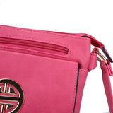 Classic Cross Body Bag with Metal Detail and Multiple Pockets - Available in Red, Tan, Fushia, and Pink - Adjustable Shoulder Straps