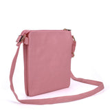 Classic Cross Body Bag with Metal Detail and Multiple Pockets - Available in Red, Tan, Fushia, and Pink - Adjustable Shoulder Straps