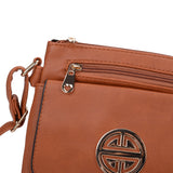 Classic Cross Body Bag with Metal Detail and Multiple Pockets - Available in Red, Tan, Fushia, and Pink - Adjustable Shoulder Straps