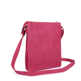 Across Body Bag with Strap in Red/Tan/Apricot/Pink/Fushia Color and Zip-Top Closure