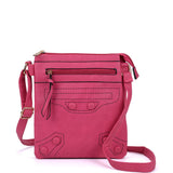 Across Body Bag with Strap in Red/Tan/Apricot/Pink/Fushia Color and Zip-Top Closure