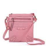 Across Body Bag with Strap in Red/Tan/Apricot/Pink/Fushia Color and Zip-Top Closure