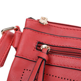 Across Body Bag with Strap in Red/Tan/Apricot/Pink/Fushia Color and Zip-Top Closure