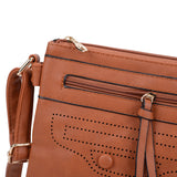 Across Body Bag with Strap in Red/Tan/Apricot/Pink/Fushia Color and Zip-Top Closure