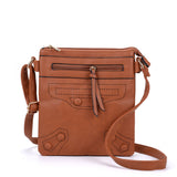 Across Body Bag with Strap in Red/Tan/Apricot/Pink/Fushia Color and Zip-Top Closure
