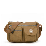 Sports Waist Cross-Body Bag - Durable Canvas Material, Multiple Pockets, Adjustable Shoulder Strap, Ideal for Outdoor Sports and Activities (Black/Camel/Purple)