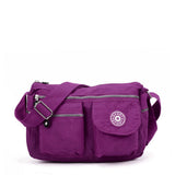 Sports Waist Cross-Body Bag - Durable Canvas Material, Multiple Pockets, Adjustable Shoulder Strap, Ideal for Outdoor Sports and Activities (Black/Camel/Purple)