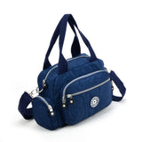 Dark Blue Dual-Use Sports Waist Handbag - Durable Canvas Material, Adjustable Shoulder Strap, Five Zip Pockets, and Easy-to-Clean Design