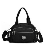 Dark Blue Dual-Use Sports Waist Handbag - Durable Canvas Material, Adjustable Shoulder Strap, Five Zip Pockets, and Easy-to-Clean Design