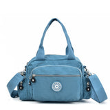 Dark Blue Dual-Use Sports Waist Handbag - Durable Canvas Material, Adjustable Shoulder Strap, Five Zip Pockets, and Easy-to-Clean Design