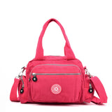 Dark Blue Dual-Use Sports Waist Handbag - Durable Canvas Material, Adjustable Shoulder Strap, Five Zip Pockets, and Easy-to-Clean Design