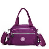 Dark Blue Dual-Use Sports Waist Handbag - Durable Canvas Material, Adjustable Shoulder Strap, Five Zip Pockets, and Easy-to-Clean Design