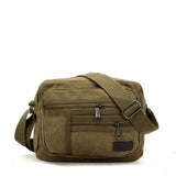 SPORT Cross Body Bag with Multiple Zipper in Khaki/Green/Brown Canvas Material and Adjustable Shoulder Strap