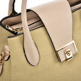 Stylish PU Leather Handbag with Detachable Shoulder Strap - Available in Pink and Apricot Colors