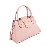 Stylish PU Leather Handbag with Detachable Shoulder Strap - Available in Pink and Apricot Colors