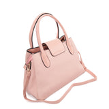 Stylish PU Leather Handbag with Detachable Shoulder Strap - Available in Pink and Apricot Colors