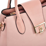 Stylish PU Leather Handbag with Detachable Shoulder Strap - Available in Pink and Apricot Colors