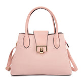 Stylish PU Leather Handbag with Detachable Shoulder Strap - Available in Pink and Apricot Colors