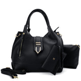 Pure Color Set Bag With Buckle Design And Metal Ring Decoration, Handbag, Crossbody Bag & Purse
