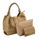 Pure Color Set Bag With Buckle Design And Metal Ring Decoration, Handbag, Crossbody Bag & Purse