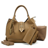 Pure Color Set Bag With Buckle Design And Metal Ring Decoration, Handbag, Crossbody Bag & Purse