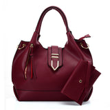 Pure Color Set Bag With Buckle Design And Metal Ring Decoration, Handbag, Crossbody Bag & Purse