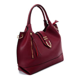 Pure Color Set Bag With Buckle Design And Metal Ring Decoration, Handbag, Crossbody Bag & Purse