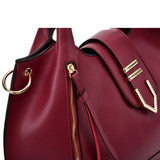 Pure Color Set Bag With Buckle Design And Metal Ring Decoration, Handbag, Crossbody Bag & Purse