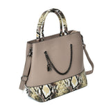 Khaki Simple Handbag Bag with Chain and Lock Decoration for Women