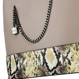 Khaki Simple Handbag Bag with Chain and Lock Decoration for Women