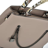 Khaki Simple Handbag Bag with Chain and Lock Decoration for Women