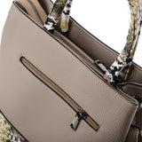 Khaki Simple Handbag Bag with Chain and Lock Decoration for Women