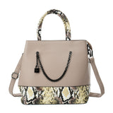 Khaki Simple Handbag Bag with Chain and Lock Decoration for Women