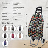 Shopping Trolley, Lightweight and Portable, Made From High Quality Oxford Fabric, Stylish Patterns, 30L